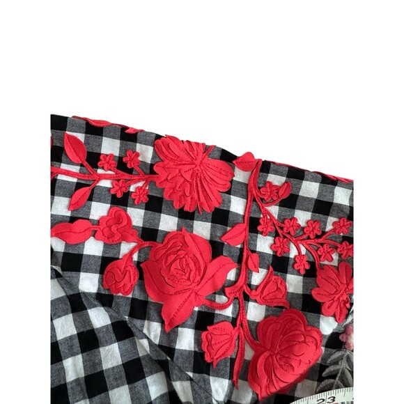 Pankaj Nidhi Anthropologie Boho Gingham Floral Top Peplum Size Small Embroidered - Picture 7 of 9